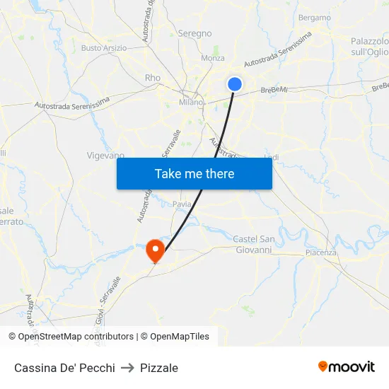 Cassina De' Pecchi to Pizzale map