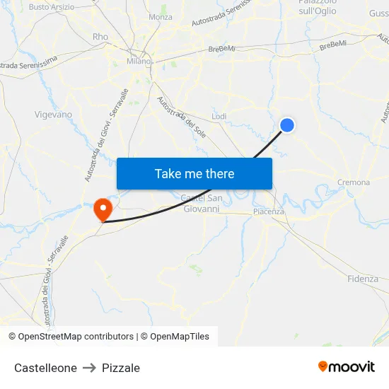 Castelleone to Pizzale map