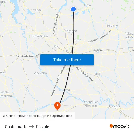 Castelmarte to Pizzale map