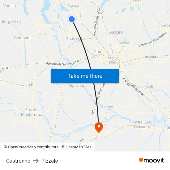 Castronno to Pizzale map