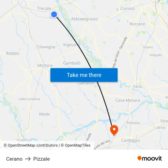 Cerano to Pizzale map