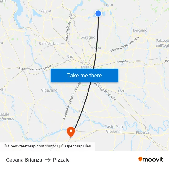 Cesana Brianza to Pizzale map