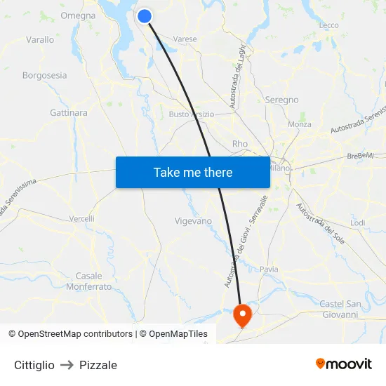 Cittiglio to Pizzale map