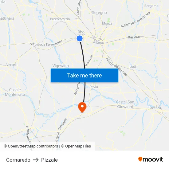 Cornaredo to Pizzale map