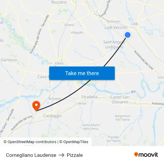 Cornegliano Laudense to Pizzale map