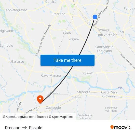 Dresano to Pizzale map