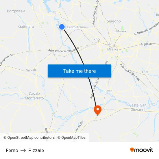 Ferno to Pizzale map
