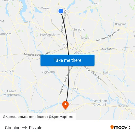 Gironico to Pizzale map