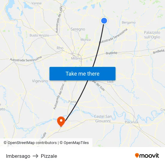 Imbersago to Pizzale map