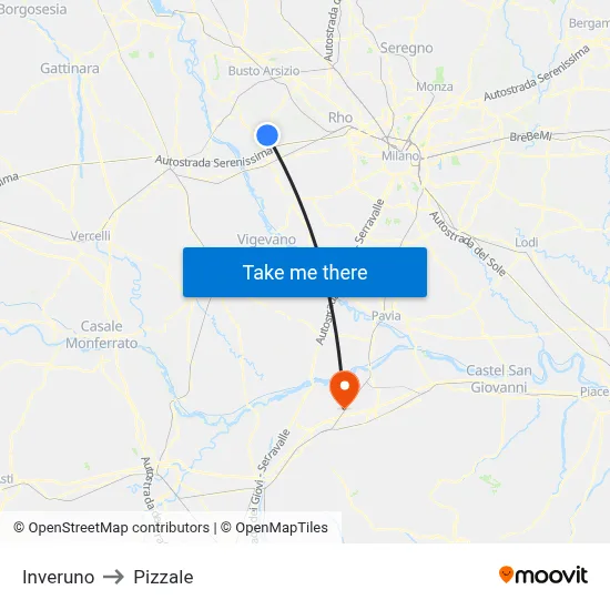 Inveruno to Pizzale map