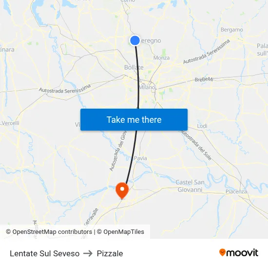 Lentate Sul Seveso to Pizzale map