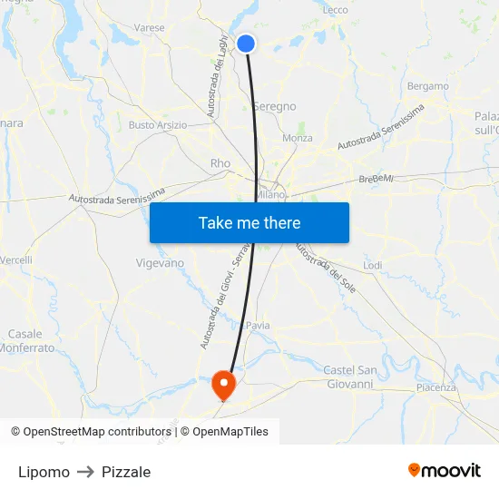 Lipomo to Pizzale map