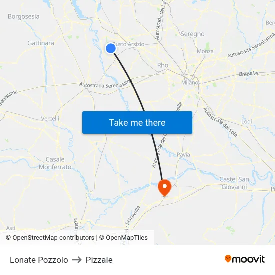 Lonate Pozzolo to Pizzale map