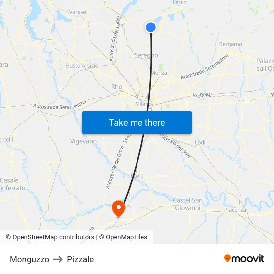 Monguzzo to Pizzale map