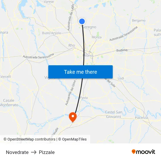 Novedrate to Pizzale map