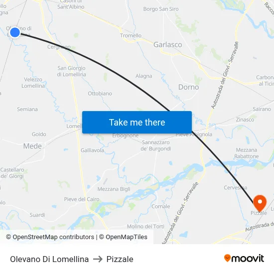 Olevano Di Lomellina to Pizzale map