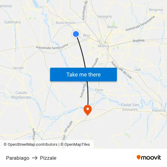 Parabiago to Pizzale map