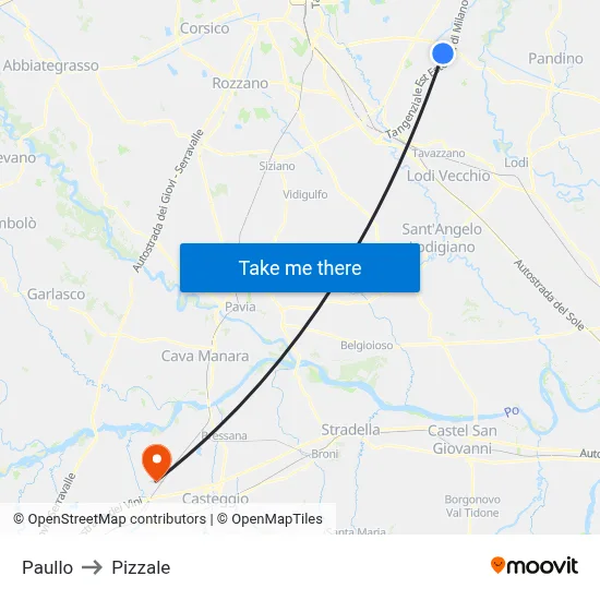 Paullo to Pizzale map