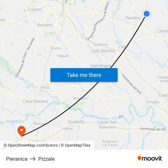 Pieranica to Pizzale map