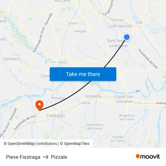 Pieve Fissiraga to Pizzale map