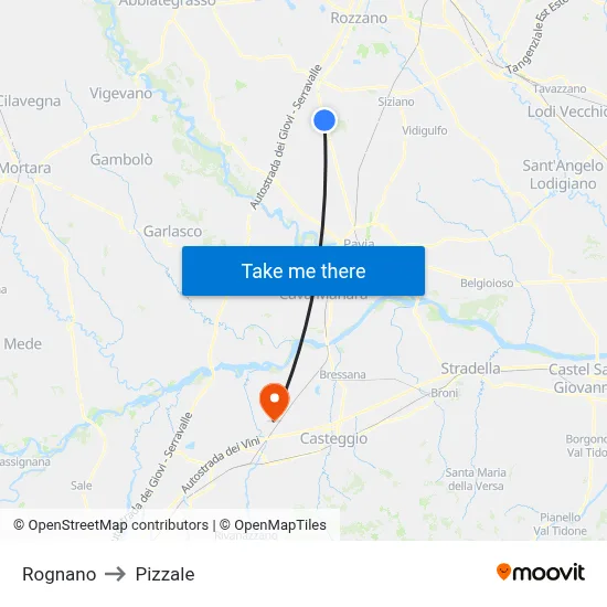 Rognano to Pizzale map