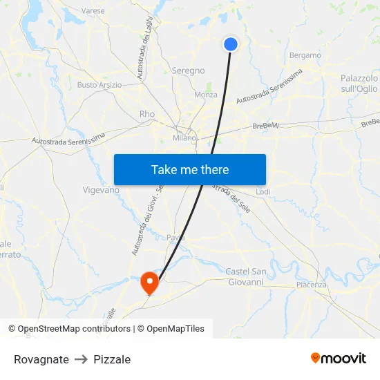 Rovagnate to Pizzale map