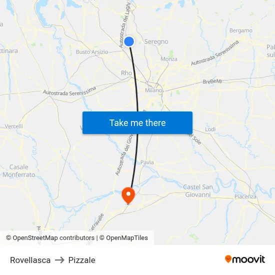 Rovellasca to Pizzale map