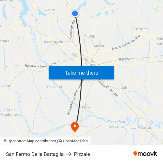 San Fermo Della Battaglia to Pizzale map