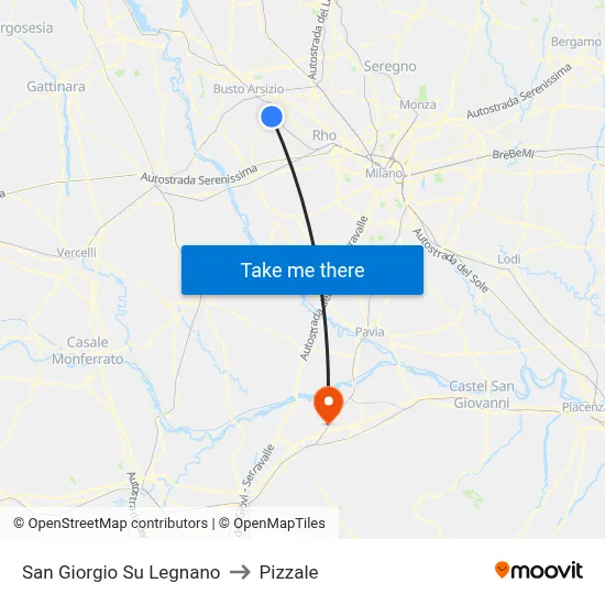 San Giorgio Su Legnano to Pizzale map
