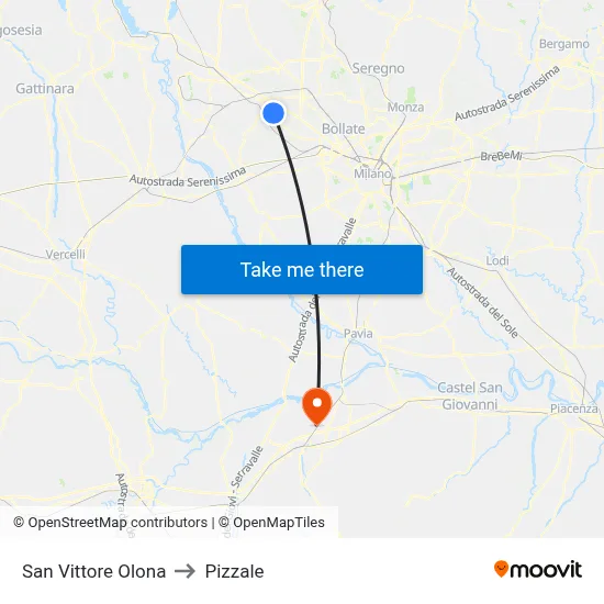 San Vittore Olona to Pizzale map