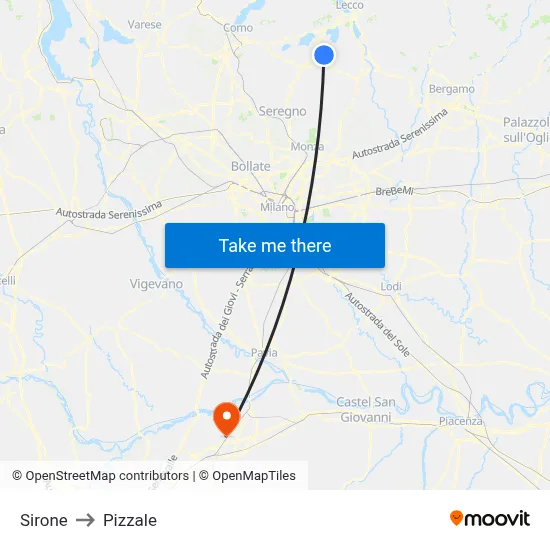 Sirone to Pizzale map