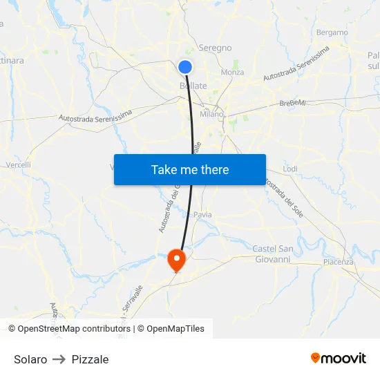 Solaro to Pizzale map