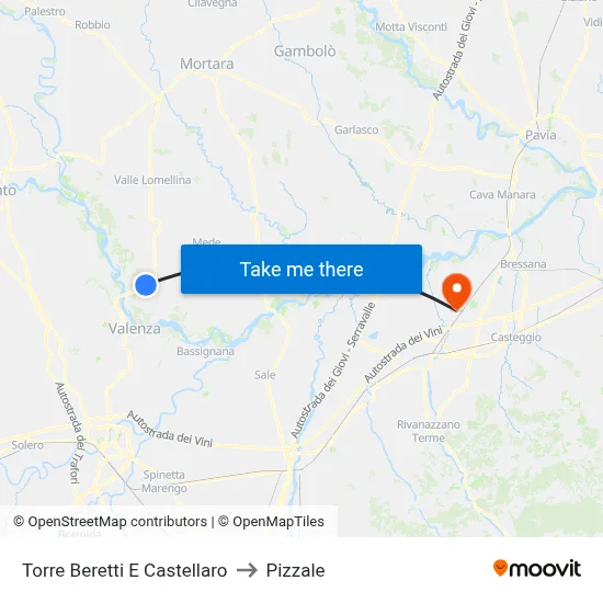 Torre Beretti e Castellaro to Pizzale map