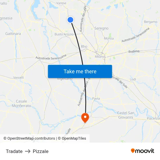 Tradate to Pizzale map