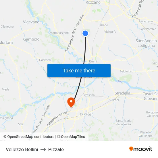 Vellezzo Bellini to Pizzale map