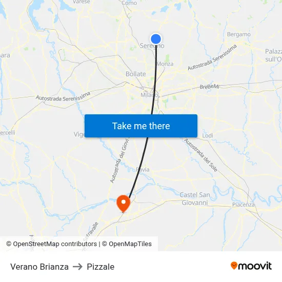 Verano Brianza to Pizzale map