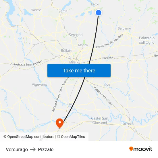 Vercurago to Pizzale map