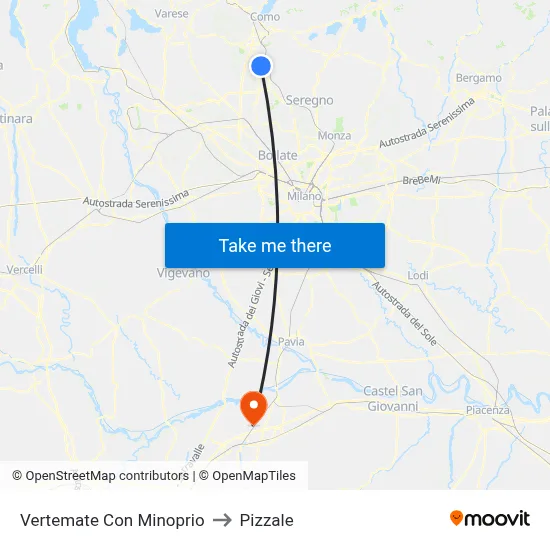 Vertemate Con Minoprio to Pizzale map