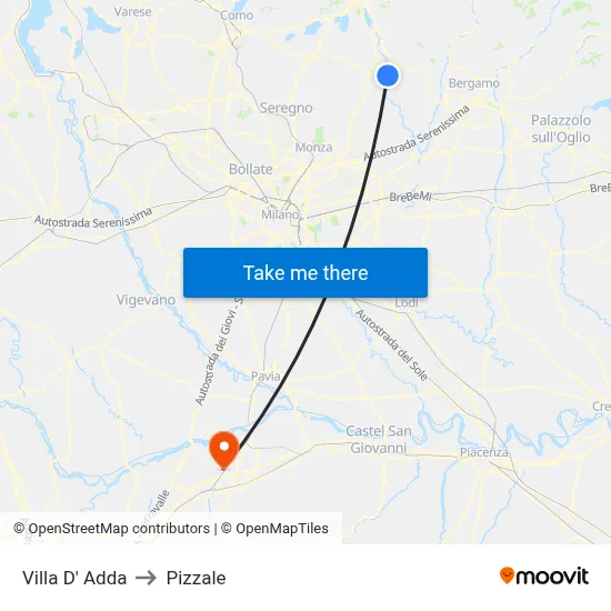 Villa D' Adda to Pizzale map