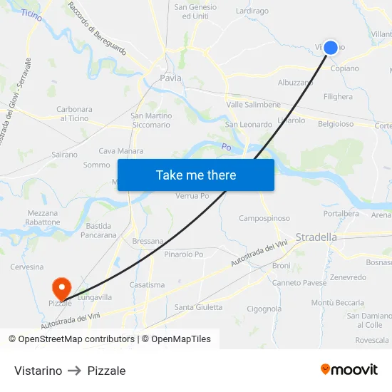 Vistarino to Pizzale map