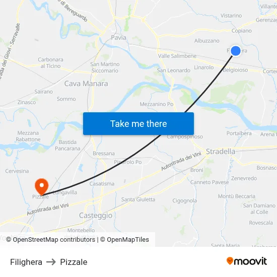 Filighera to Pizzale map