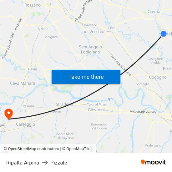 Ripalta Arpina to Pizzale map