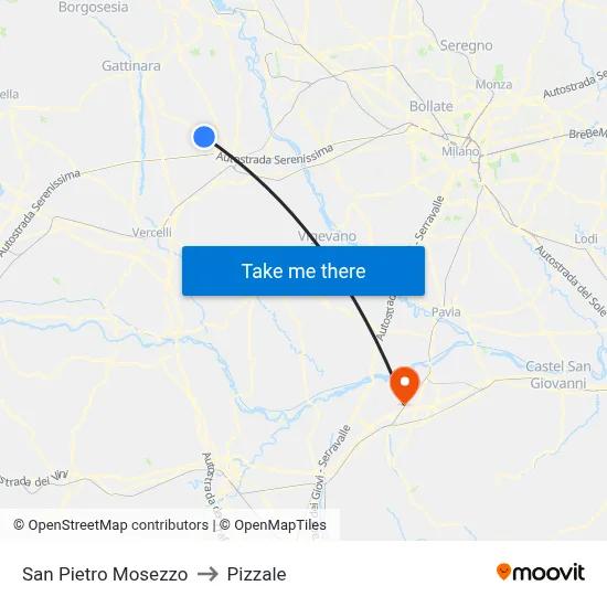 San Pietro Mosezzo to Pizzale map