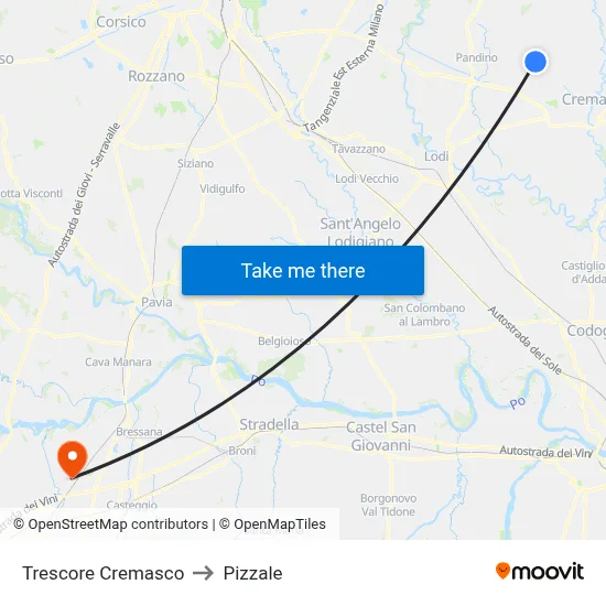 Trescore Cremasco to Pizzale map
