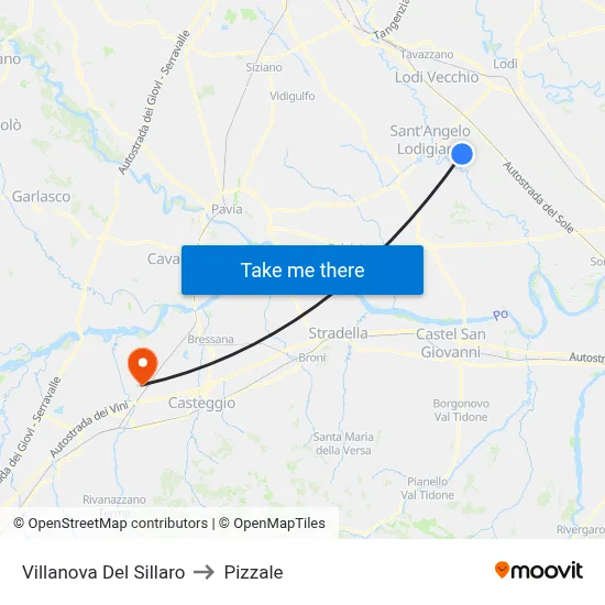 Villanova Del Sillaro to Pizzale map
