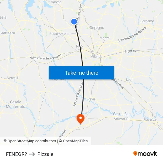 Fenegro to Pizzale map