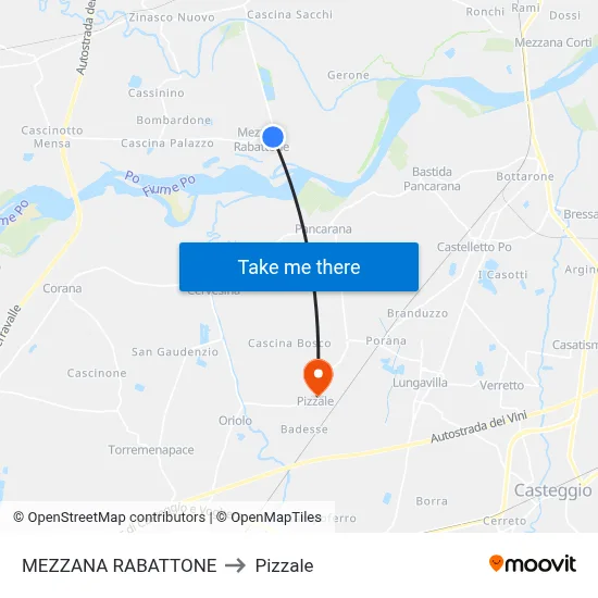 Mezzana Rabattone to Pizzale map