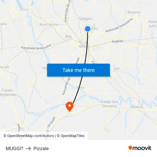 Muggiò to Pizzale map