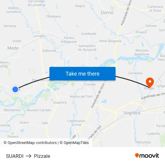 Suardi to Pizzale map