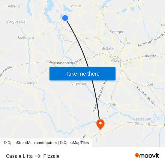 Casale Litta to Pizzale map